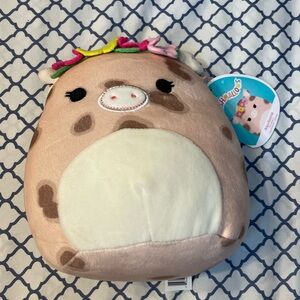 Squishmallows Cream and Brown Plush with Pink Accents